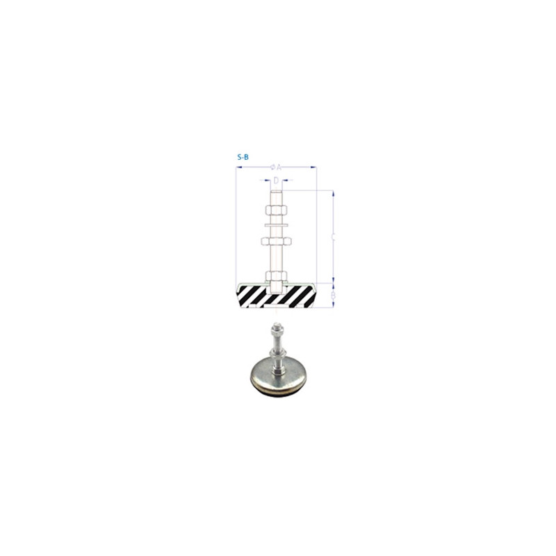 Pied de machine tige fileté série S-B (Lesol)
