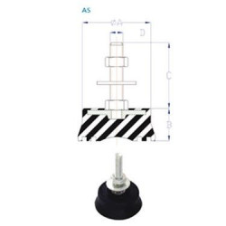 Pied de machine tige fileté série A-S (Lesol)