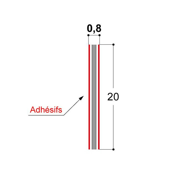 Adhésif double-face épaisseur 0,8 mm blanc
