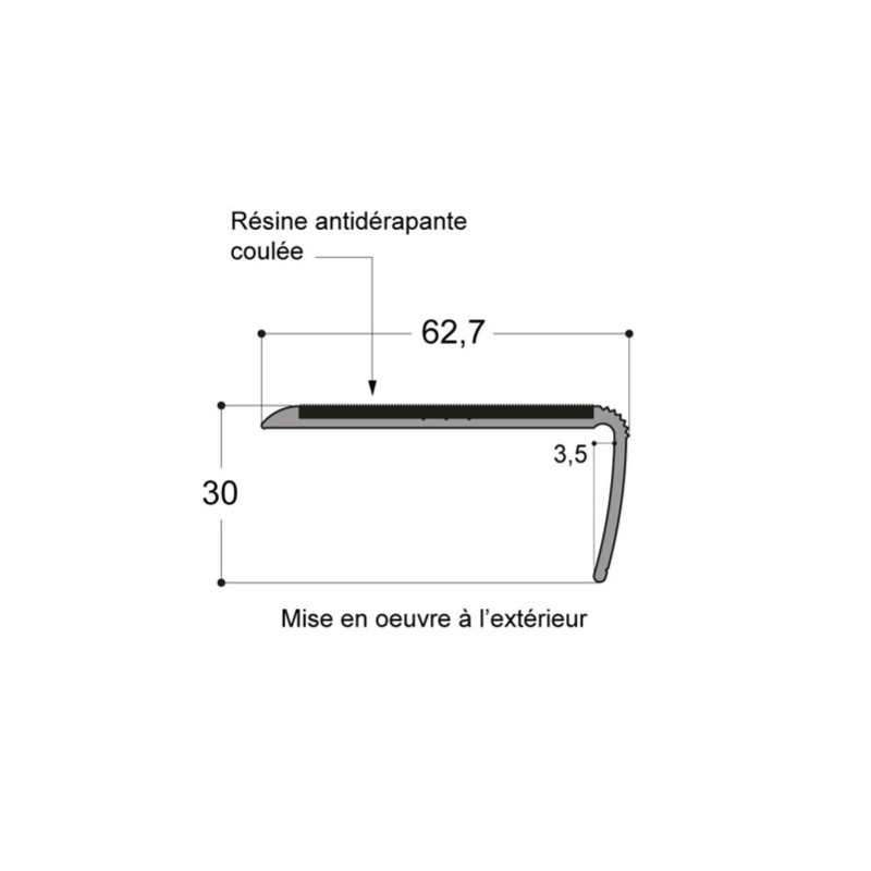 Nez de marche aluminium extérieur NDM