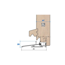 Seuil tubulaire H 20, porte 47 mm