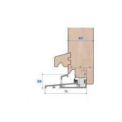 Seuil nez incliné H 25, porte 47 mm