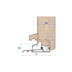 Seuil nez incliné H 25, porte 56 mm