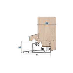 Seuil nez incliné H 33, porte 56 mm