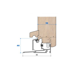 Seuil nez incliné H 44, porte 56 mm