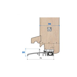 Seuil pont thermique/gache encastrable H 20, porte 56 mm