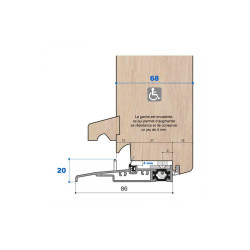 Seuil pont thermique H 20, porte 68 mm
