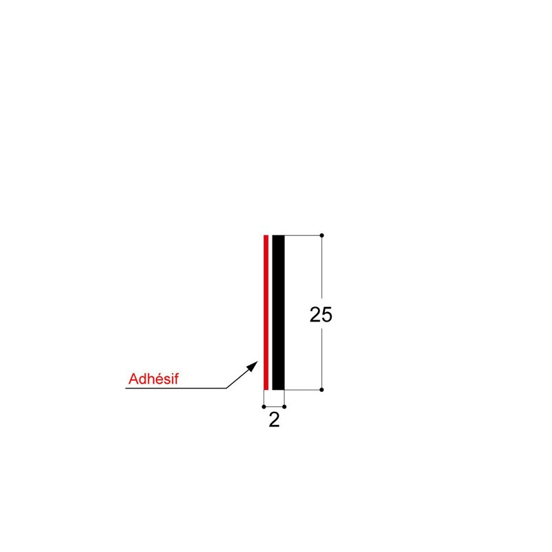 Bande rigide avec pression, H 2 mm CF