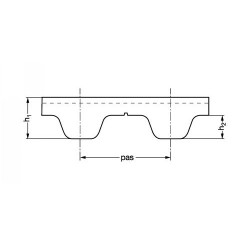 Courroie dentée polyuréthane A8-AT10 largeur 10/12/16/20/25/32/50 mm, pas de 10 mm
