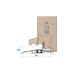 Seuil pont thermique H 20, porte 58 mm