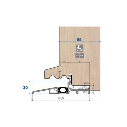 Seuil pont thermique H 20, porte 68 mm