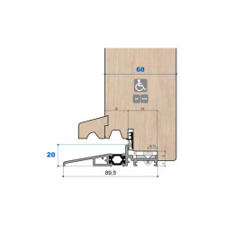 Seuil pont thermique H 20, porte 68 mm Gorge 22 mm