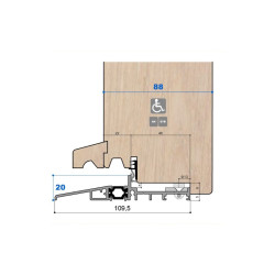 Seuil pont thermique H 20, porte 88 mm Gorge 22 mm