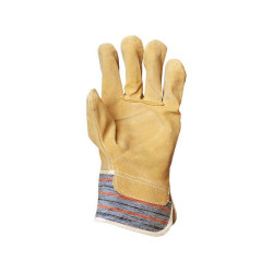 Paire gants type DOCKERS cuir et toile