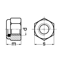 Ecrou hexagonal à frein cl 6 DIN 985 zingué