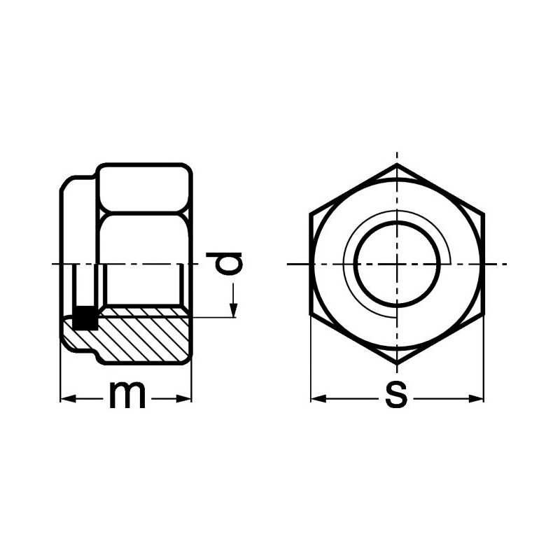 Ecrou hexagonal à frein cl 6 DIN 985 zingué