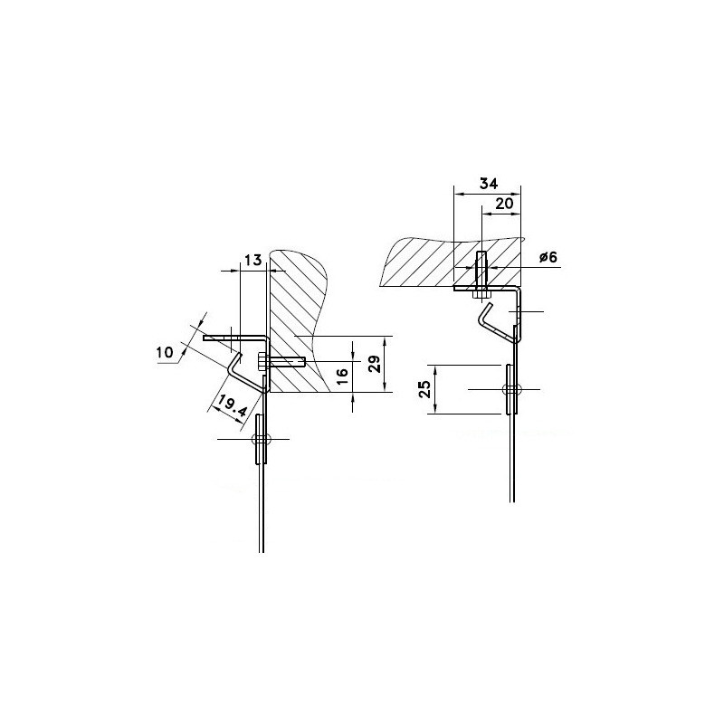 Rail 984/1230/1968 mm porte souple profil std inox