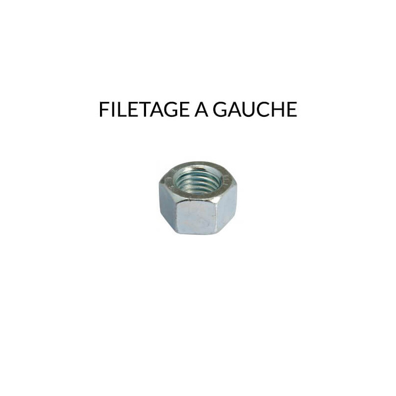 Ecrou hexagonal filetage à gauche cl 8 zingué