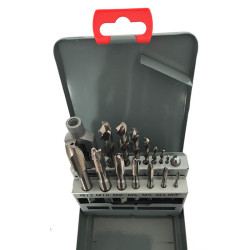 Jeu de 7 forets et 7 tarauds + tourne à gauche