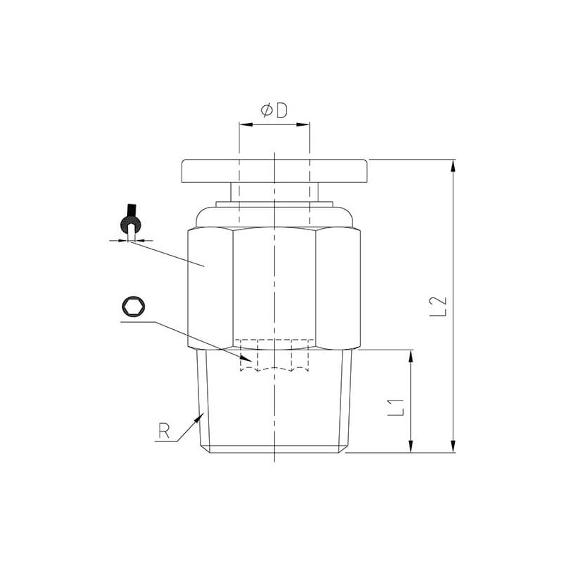 Raccord autobloquant droit mâle conique métal