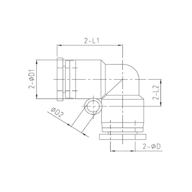 Raccord autobloquant coude 90° égal