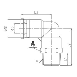 Coude autobloquant mâle 90° orientable filetage conique