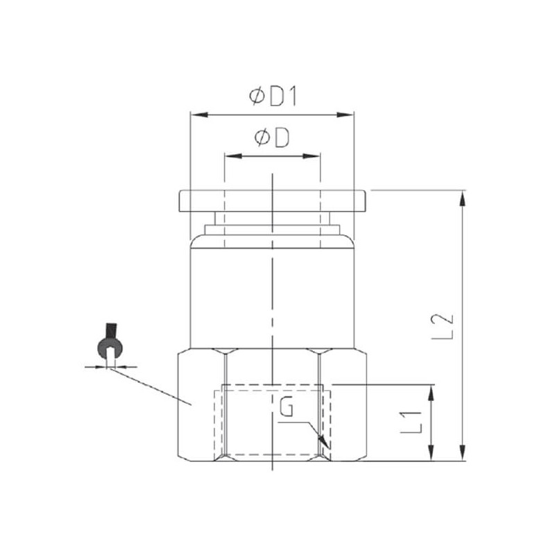 Raccord droit femelle cylindriquemétal