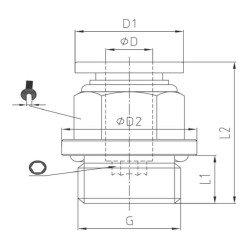 Raccord autobloquant droit mâle cylindrique métal