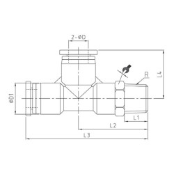 Té mâle autobloquant latéral conique