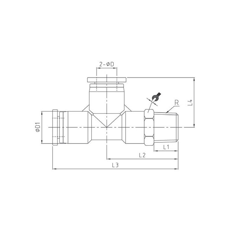 Té mâle autobloquant latéral conique