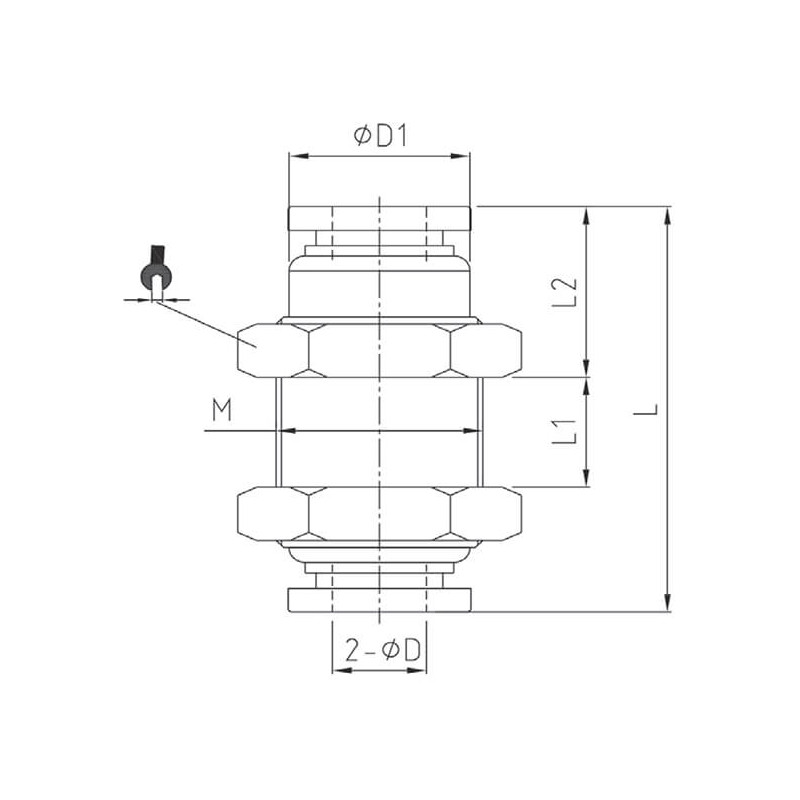 Union traversée de cloison