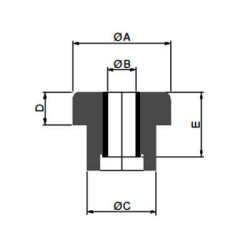 Support fixation épaulé en élastomère trou lisse