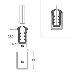 Joint garde-corps 25/15