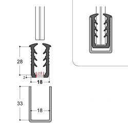 Joint garde-corps 33/18