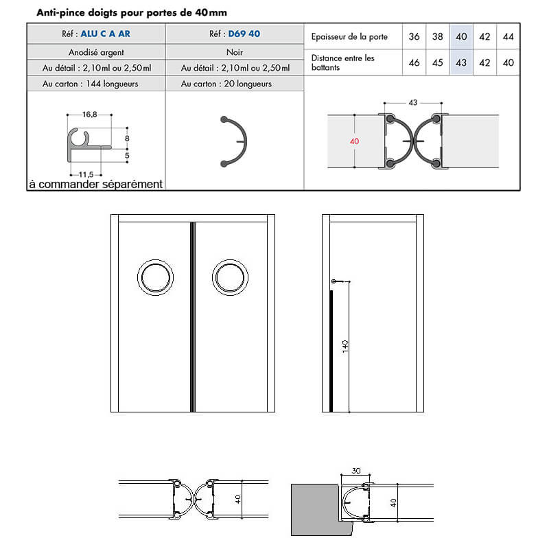 Joint anti-pince doigts porte 40