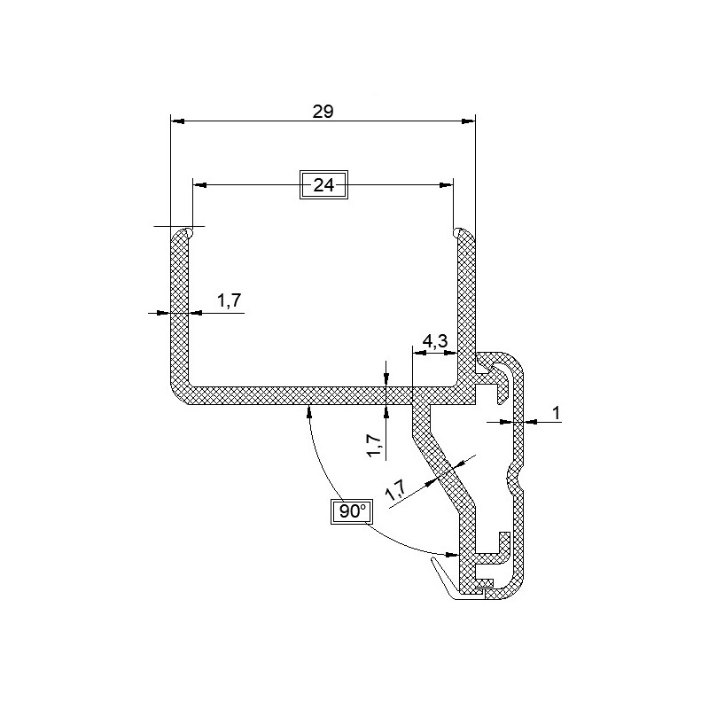 Profilé pour doubles-vitrages 24 mm