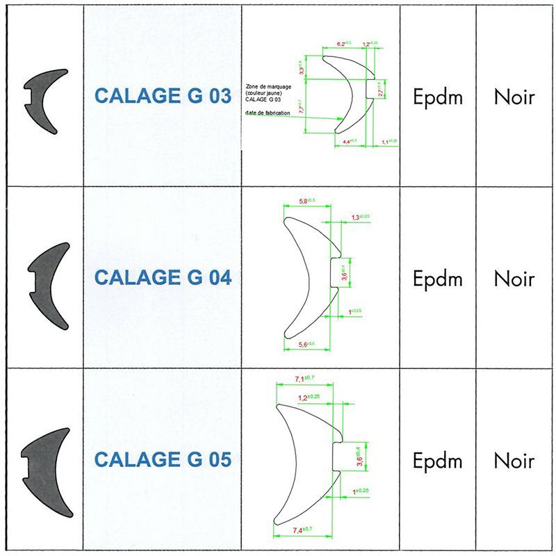 Joint de calage type G